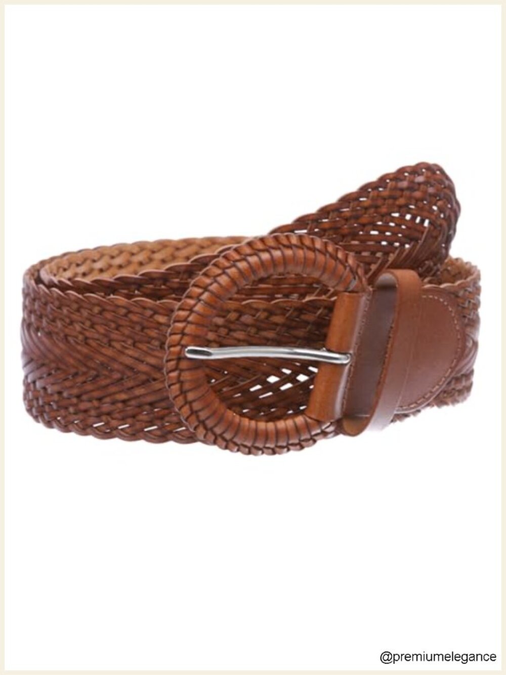 Genuine Leather Braided Woven Round Belt 2 Inch Wide No Holes Sizing